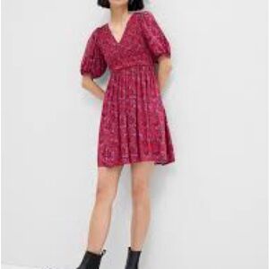Gap puff sleeve smocked mini floral dress